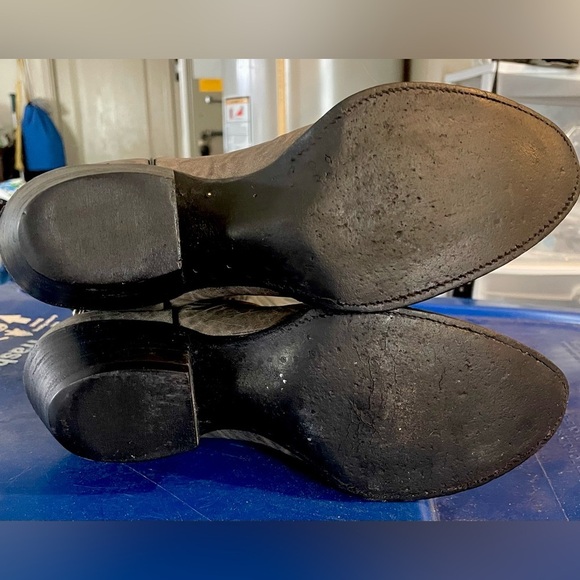 J. Chisholm Vintage Made in USA Taupe & Gray Leather Pointed Toe Cowboy Boots - Picture 13 of 14